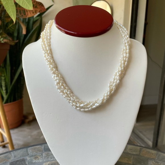 Jewelry - Freshwater Multi-Strand Pearl 14K Gold Plated Necklace